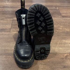Dr. Martens Black Leather- Milled Nappa Leather Platform Boots
